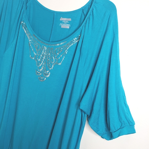 Lane Bryant Top Banded Waist Turquoise Women's Plus Size 22/24 NWOT - Picture 7 of 10